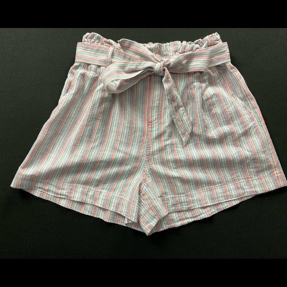 American Eagle high waist multi colored striped paperbag shorts… - Picture 1 of 11
